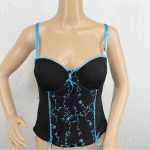 Native Intimates size 36B Black & Turquoise Corset Bustier
